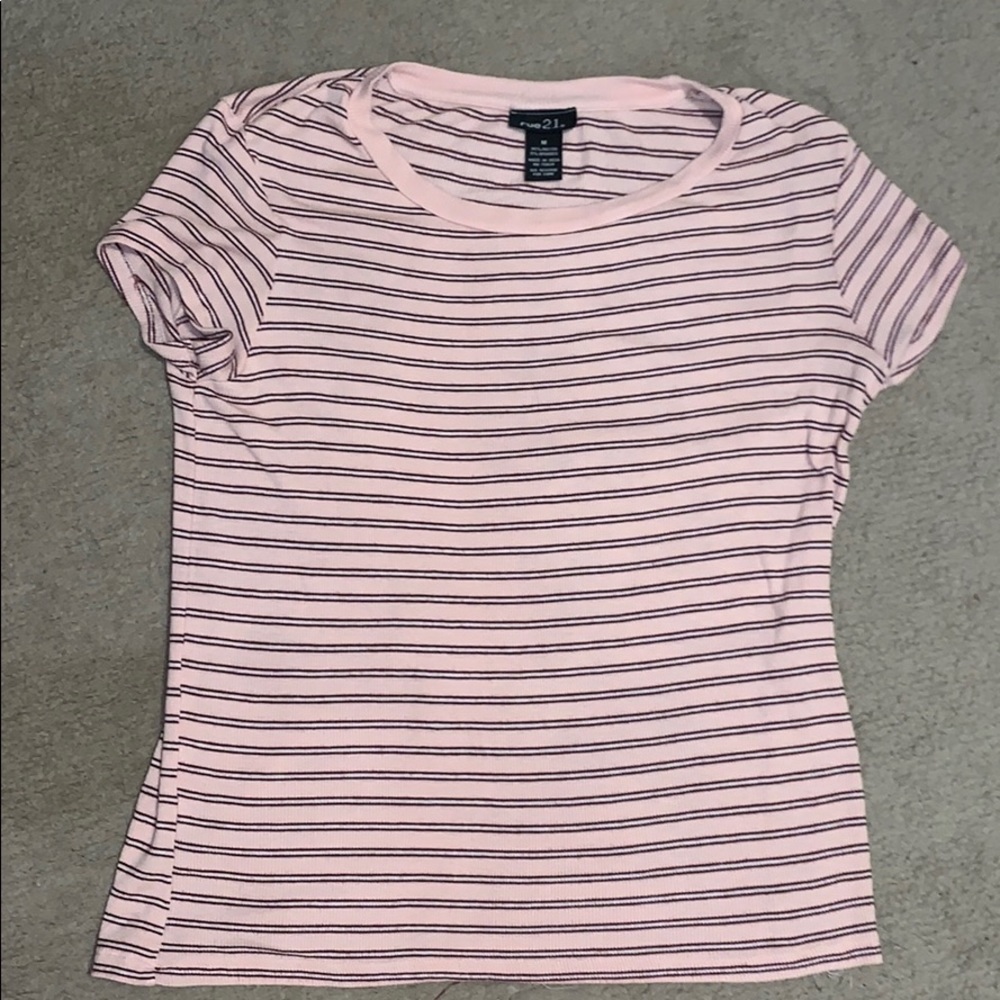 striped baby pink with burgundy and white